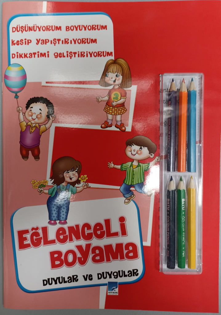 Eğlenceli Boyama / Duyular ve Duygular (6'lı Kuru Boya Hediyeli)