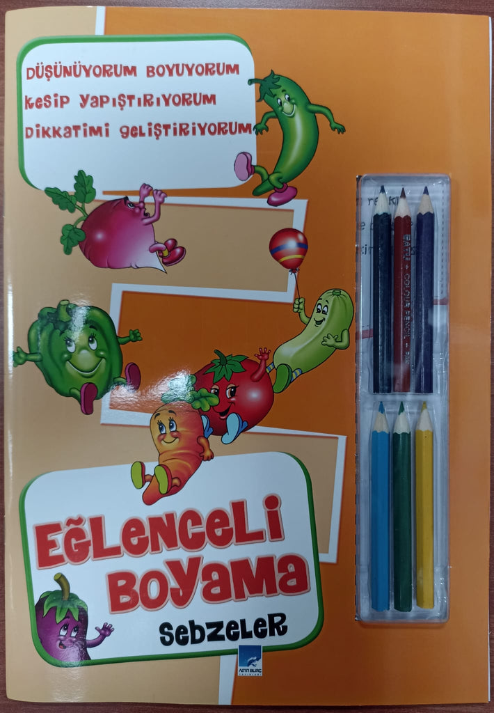 Eğlenceli Boyama / Sebzeler (6'lı Kuru Boya Hediyeli)