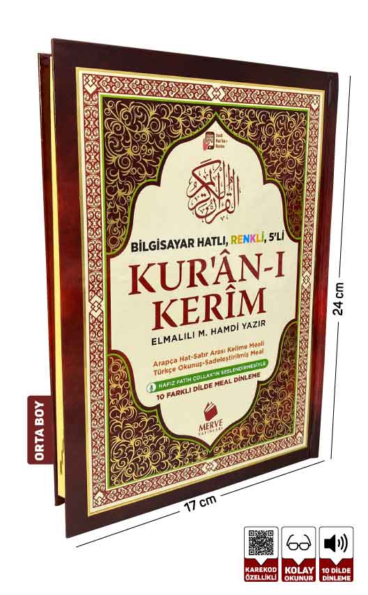 Orta Boy 5’li (Beşli) Özellikli Arapça, Türkçe Satır Arası Okunuşlu, Türkçe Meali ve Kelime Mealli
