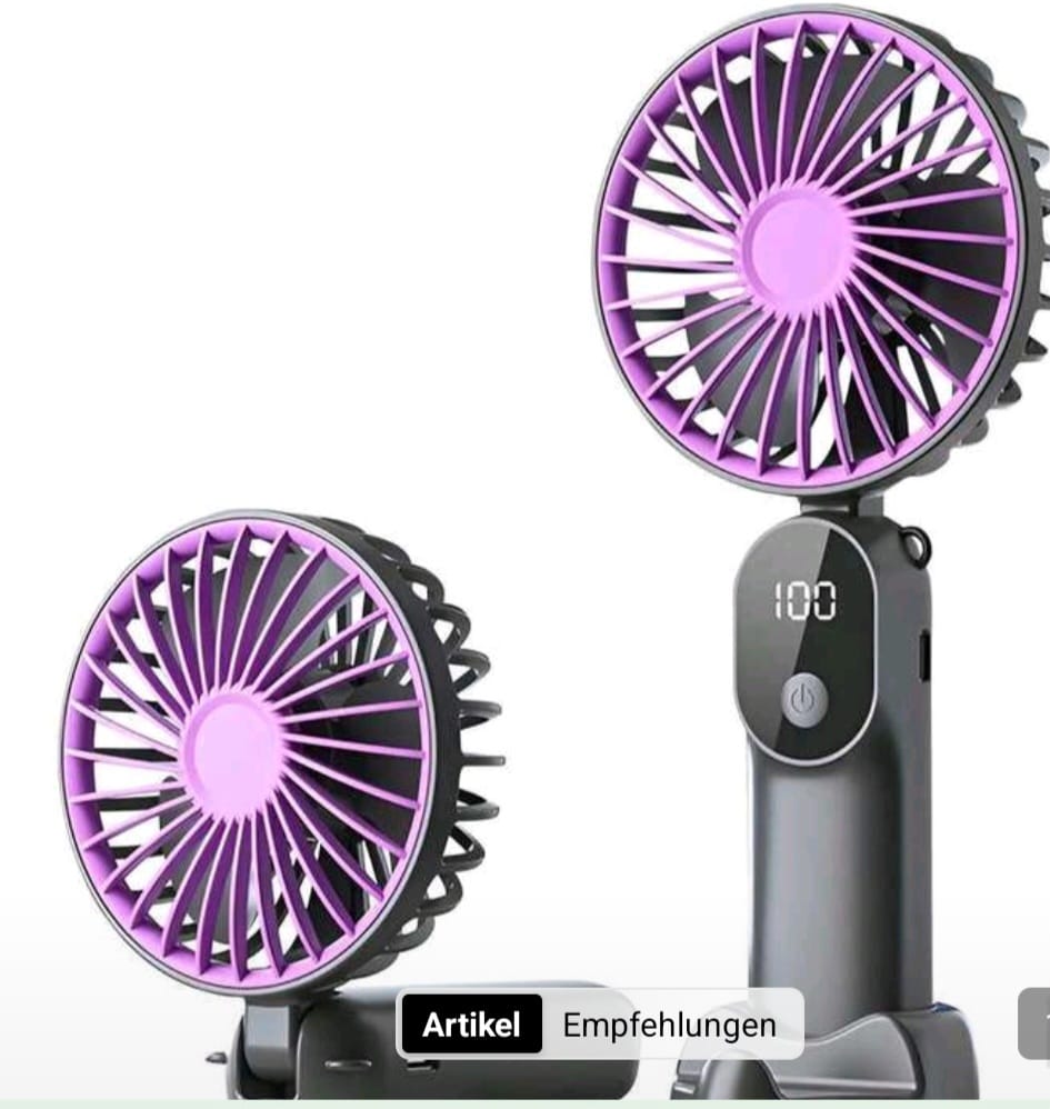 Handventilator Tragbarer Mini Ventilator mit 6 Geschwindigkeiten & LED-Anzeige
