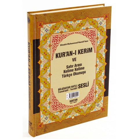 Kurani Kerim-Ortaboy 3 Özellikli Arapça Hat , Türkçe Okunuşlu Tecvidli