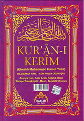 Orta Boy Fihristli Kuranı Kerim Satıraltı Türkçe okunuşlu - Kelime Manalı ve Mealli (Beşli Meal)