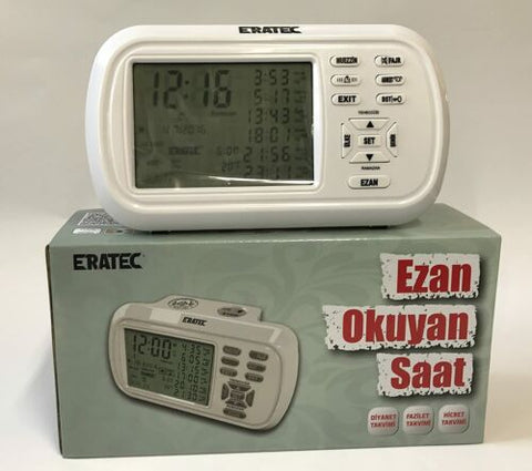 ERATEC Ezan Saati Otomatik Automatische Azan Uhr AZ-6500 Silber Islamic Azan